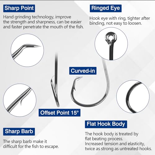 Circle Hooks Freshwater Saltwater Fishing Hooks 2X Strong High Carbon Steel Offset Catfish Fishing Hooks, Variety of Different Sizes - color: 160pcs hooks clips kit