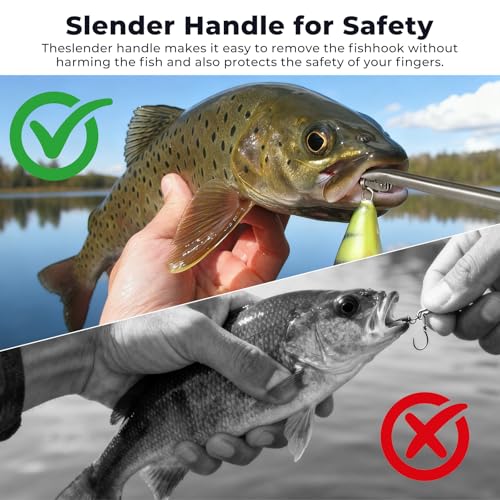 3 Packs Upgrade 2/3 Claw Fish Gripper with Stainless Steel Hook Remover, Metal Fishing Pliers Gripper Catch Control Clamp,Fish Grip Tackle Holder & Steel Dehooker for Freshwater and Saltwater Fishing