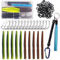 Wacky Rig Worm Hooks Fishing Tool Kit – Wacky Worms, Wacky O-Rings, Wacky Rig Tool, Wacky Weedless Hooks Soft Stick Bait Fishing Lures Hooks Kit