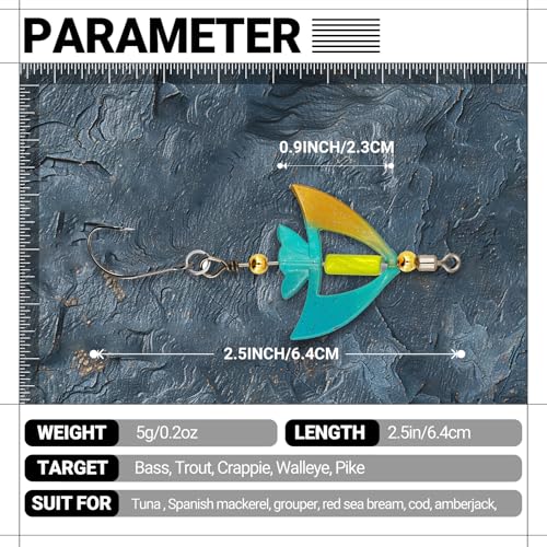 5-Pack High-Visibility Spinnerbait Lures Kit: Dual Spinner Blades & Sharp Single Hooks for Bass, Trout, Salmon, Walleye & Pike Fishing | Pro-Grade Metal Baits with Tackle Box (Upgraded Design)