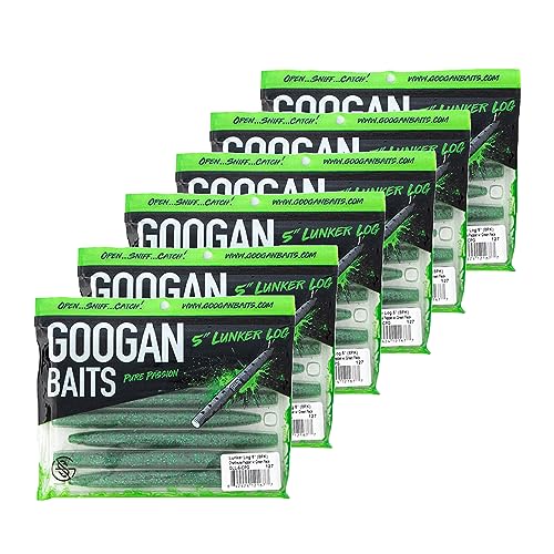 Googan Baits Lunker Log Soft Plastic Stick Bait for Bass Fishing, Classic Worm Profile for Texas Rig, Wacky Rig and Ned Rig - color: Green Pumpkin Blue