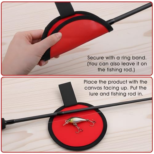 Larrel 6 Pack Fishing Lure Wraps Fishing Rod Sleeves Lure Cover Fish Hook Covers Bait Storage Protectors Rod Sleeve Guard