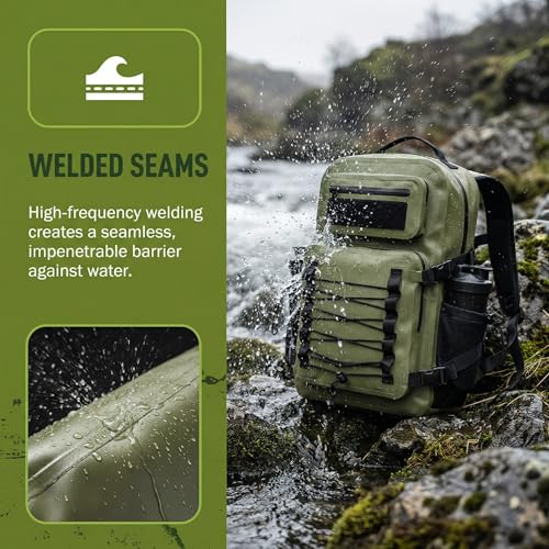 Miramrax Dry Bag Waterproof Backpack 30L Tactical Backpack for Kayaking Hiking Boating Paddle Boarding Travel Beach (Army Green) - color: Army Green