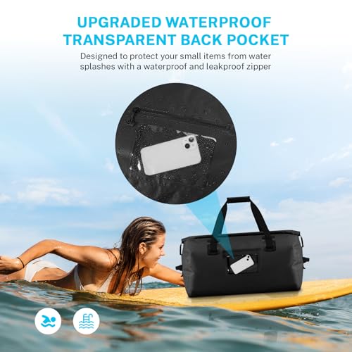 Gonex 40L 60L 80L Extra Large Waterproof Duffle Travel Dry Duffel Bag Heavy Duty Bag with Durable Straps & Handles for Kayaking Paddleboarding Boating Rafting Fishing - color: Black, size: 40L