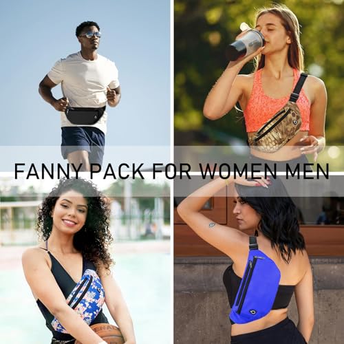 Fanny Pack for Women Men,Crossbody Fanny Pack Water Resistant Sports Waist Bag Pack, Belt Bag for Travel Hiking Running - color: 1pack-blueflower
