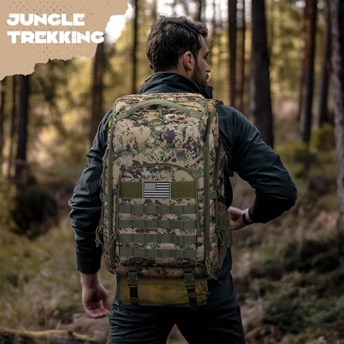 Maelstrom Tactical Backpack for Men, Water Resistant 40L Military Bag | Molle System, 900d Polyester, Laptop Pocket, Load Compression, Tripod Straps, For Hunting, Travel, Hiking,Gym, Camping - color: D.camouflage Green