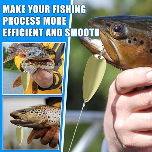 Fishing Spoons Fishing Lures Kit, 5pcs Gold Metal Jigging Casting Lure Trolling Spoon with with Treble Hooks for Trout Salmon Bass Walleye Trout - size: 1/4oz(7g)