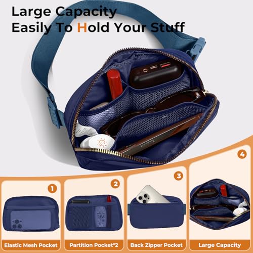 Belt Bag Zipper Fanny Pack Crossbody Bags for Women,Fashion Nylon Waist Packs, Water Repellent Two Way wear with Adjustable Strap Gifts for Teenage Girls Women Men(Royal blue) - color: Royal blue