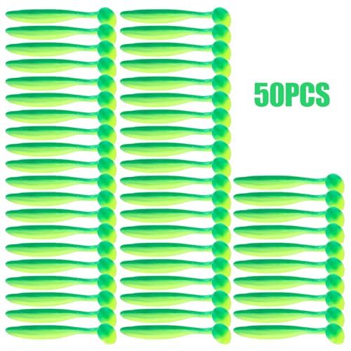 Paddle Tail Swimbaits FS/RE-10 | for Bass Fishing,14 Colors ,Fishing Lures with Flash Blade,Freshwater Saltwater ,Bass Bait,for Trout Catfish Pike - color: Color H, size: 9cm,50pcs