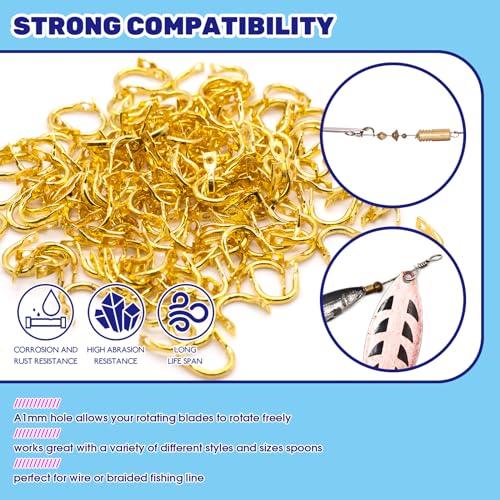 700Pcs 8 Styles Fishing Spinner Blades Assorted Set with U-Shaped Brass Links, Silver and Gold Deep Cup Spinnerbait Blade and Clevis for Freshwater Saltwater Lures Worm Spoons Rigs Making
