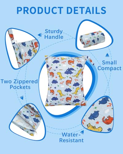 babygoal Dinosaur Wet Dry Bags 3 Pack, Waterproof Travel Bags for Swimsuits, Beach, Pool, Gym,Food Storage and Wet Clothes,3LN40-B - color: Boy color 40