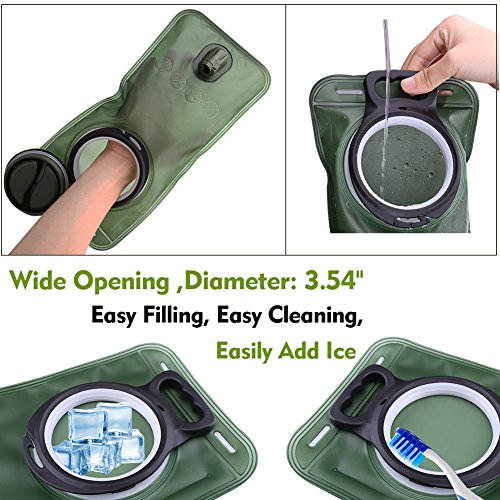 Hydration Bladder, 1.5-2-3L Water Bladder for Hiking Backpack, BPA-Free Leak Proof Water Reservoir Storage Bag, Water Pouch Hydration Pack for Camping Cycling Running - color: 1.5L Water Bladder - Military Green