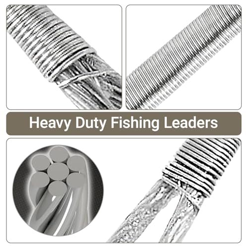 Atibin Stainless Steel Fishing Leader Wire High Strength Fishing Leaders Strong Saltwater Snap Wire Leader Line White Nickel - size: Size #5 (11.8in-60lb) 30pcs