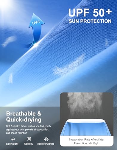 Men's Sun Protection Hoodie Shirts Long Sleeve UPF 50+ Swim Shirts for Men Rash Guard Fishing Shirt Quick Dry - color: Gradient Blue White, size: Small