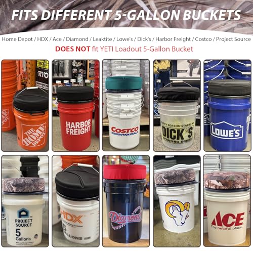 5 Gallon Bucket Seat with 3" Thick Seat Foam Cushion, 360°Swivel Bucket Lid Seat, Waterproof & Silent Bucket Seats for Dove Duck Hunting, Ice Fishing, Baseball, Camping - color: Dry Grass