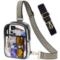 3 Pockets Clear Bag for Stadium Events with 2 Long Straps Sling Backpack Fanny Pack Concert Crossbody Purses for Women - color: 1# Black-f, style: Style 1