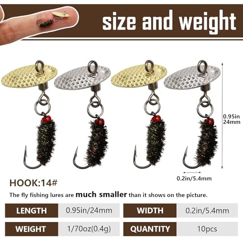 Dovesun Fly Fishing Lures Fly Fishing Flies Wet Fishing Flies Fishing Lures Fishing Spinner for Bass Sunfish Pike Trout 5PCS/10PCS - color: Flies-10pcs, size: Hook Size 14#