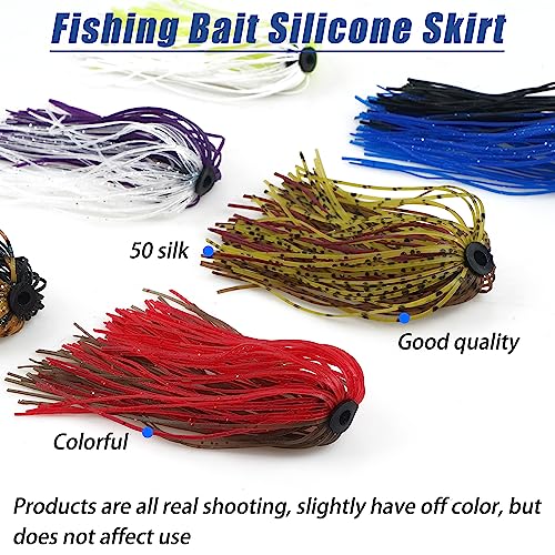 Spinner Bait Skirt Silicone Jig Skirts Replacement DIY Fishing Lures,Fishing Lure Making Supplies Spinnerbaits Fishing Skirts Squid Jig Lures Skirts Casting Jigs Football 50 Strands - color: 24 Bundles