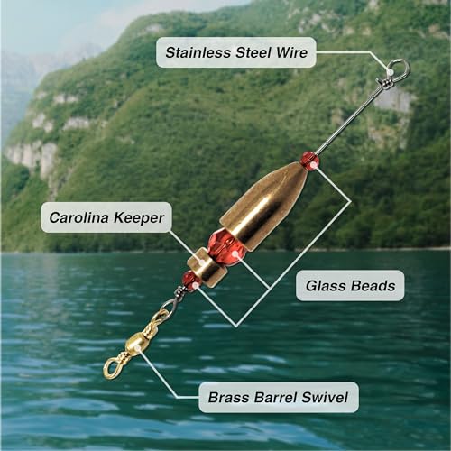 Reaction Tackle Carolina Rigs for Bass Fishing- Freshwater Saltwater - Brass Pre Rigged Kit- Fishing Weights Barrel Sinkers 6-Pack - color: Black, size: 3/4 Oz