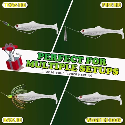 LUCKYFISHING Paddle Tail Swimbaits Soft Plastic Swimbaits Soft Baits for Bass Fishing Trout Crappie Walleye Freshwater Saltwater 10/16/20 PCS Soft Plastic Baits 4/3.5/3/2.5 Inch - color: White, size: 3 inch-16pcs