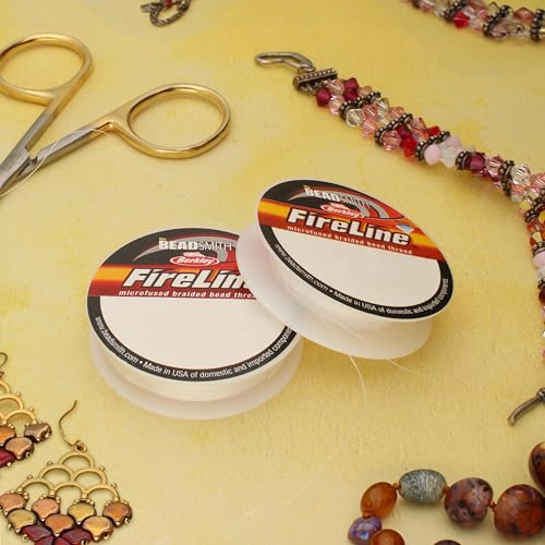 The Beadsmith Fireline by Berkley – Micro-Fused Braided Thread – 8lb. Test, .007”/.17mm Diameter, 15 Yard Spool, Crystal Color – Super Strong Stringing Material for Jewelry Making and Bead Weaving - color: Crystal, size: 8lb, .007”, 15 yard