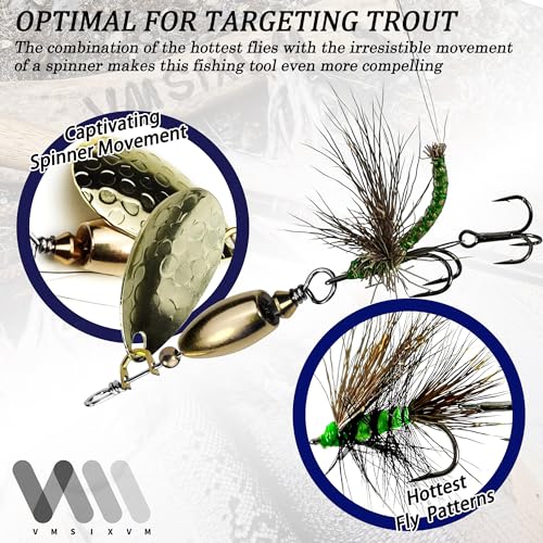 Trout Lures Rooster Bait Tail Fishing Spinnerbaits, Brass Hard Metal Spinner Baits Trout Fishing Lures for Bass Salmon Pike Freshwater Saltwater Lake River - color: B4-10pcs-1/4oz | 1/16oz