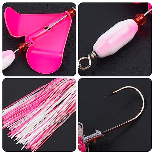 Spinnerbait Fishing Lures Kit Set, 6pcs Bass Fishing Buzzbait Multicolor Bass Trout Salmon Metal Spinner Baits Swim Jigs Freshwater Saltwater Fishing - color: Style B-6pcs