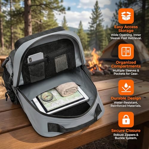 Miramrax Dry Bag Waterproof Backpack 30L Tactical Backpack for Kayaking Hiking Boating Paddle Boarding Fishing Travel Camping Beach Floating Dry Bag for Men Women (Grey) - color: Grey