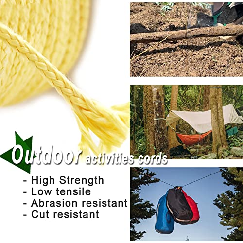 9KM DWLIFE Braided Kevlar Cord, 100lb~2000lb, High Tensile Strength, Abrasion, Flame Retardant, Kite String, Fishing Line, Model Rocket Shock, Tactical Survival Paracord - size: 1500lb | 3.5mm(Dia.)x50ft