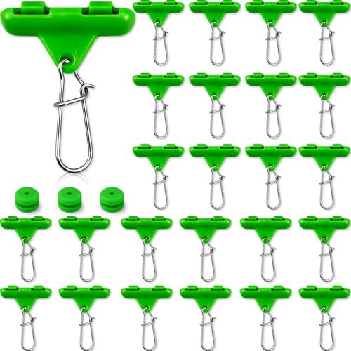 Sinker Slides for Fishing with Weight Bumpers, No Twist Sinker Slide, Clip-On Sinker Slider for Easy Weight Change, Protect Line & Knot Swivels Snaps, Ideal for Catfish Carolina Rig - color: Green, size: 24PCS Sinker Slides + 24PCS Bumper Stops