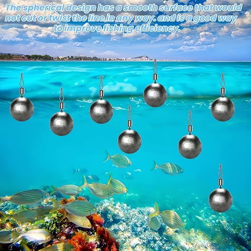 50Pcs Round Fishing Weights Sinkers Ball Fishing Weights Casting Drop Shot Sinkers Catfishing Sinkers Lead Weights Sinkers with Barrel Swivels for Saltwater Freshwater Fishing-(3.5-10g) - size: 3/16oz(5g)-50 Pack