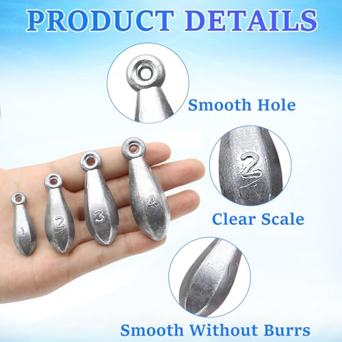 Fishing Weights Sinkers Bank Fishing Lead Sinkers Bullet Fishing Weights Ocean Saltwater Surf Fishing Gear Fishing Assortment 1oz 2oz 3oz 4oz - style: 3oz-6pcs