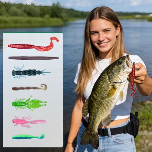 CLEARANCE Portable Tackle Box with 7-Type/33Pcs Fishing Lures Kit, Bonus 4-Type/40Pcs Accessories Set All-in-one for Beginners Teenager Kids Boys Women, Ideal Gift for Father's Day from Wife