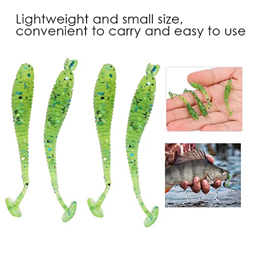 Akozon 50PCS Soft Plastic 5cm Fishing Lures, Ttail Grub Worm Bait, Fish Tackle Accessory in Vibrant Orange Color, Ideal for Fishing Enthusiasts - Pack of 50 - color: Cyan