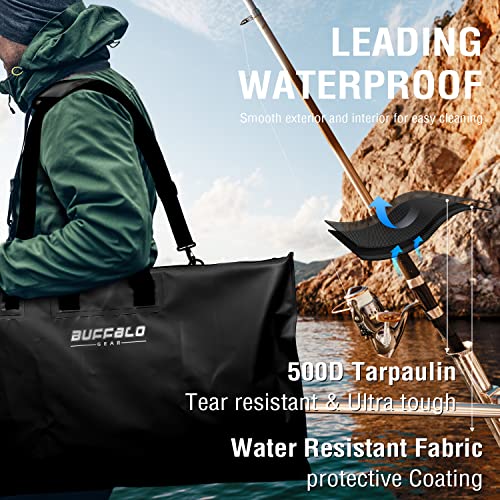 Buffalo Gear Fish Tournament Weigh in Bag for Bass Fishing, Heavy Duty Fish Bag for Caught Fish Waterproof,Leakproof,Puncture Resistant - color: Black-32×19.7in