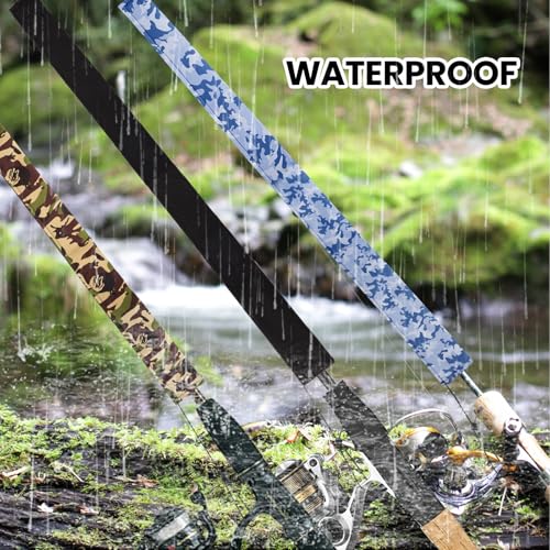 Neoprene Camo Fishing Rod Sleeves,Fishing Pole Sleeves,Fishing Rod Socks | UV Resistance,Puncture Resistant, Protect Casting, Spinning, Trolling Fishing Rods, Storage, tangled-free,75in,68in,60in - color: 2-Black, size: 69"
