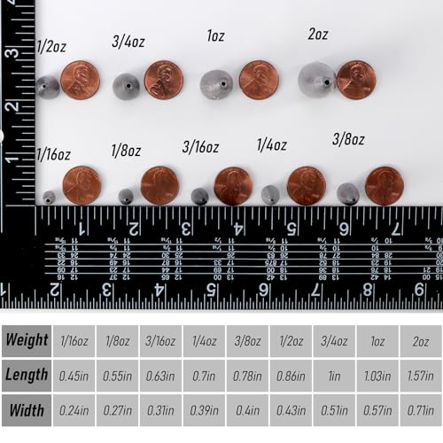 Dr.Fish 50 Pack Bullet Fishing Sinkers Worm Weights Lead Fishing Weights Bass Fishing Sinker Freshwater Texas Carolina Rig Punch Shot - size: 1/2oz-50 Pack