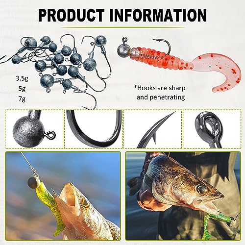 306pcs Fishing Lure Accessories Kit Including Hooks, Sinkers Weights, Rubber Bobber, Jigs, Beads, Swivels Snaps, Fishing Gear Kit with Tackle Box