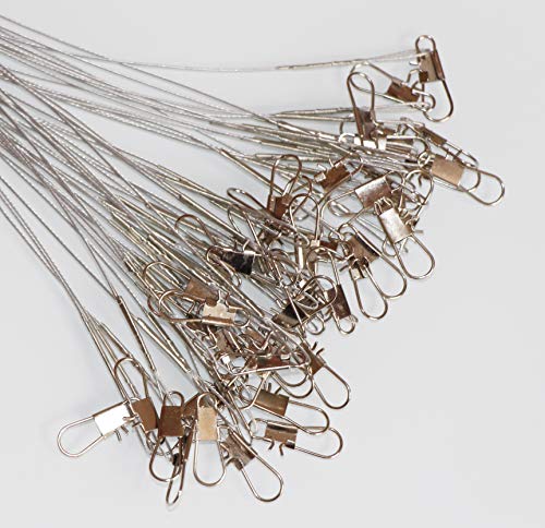 60pcs Fishing Wire Leaders Nylon-Coated Fishing Line Wire Leaders with Swivels and Snaps 6inch, 9inch, 12inch - color: Gray-60pcs