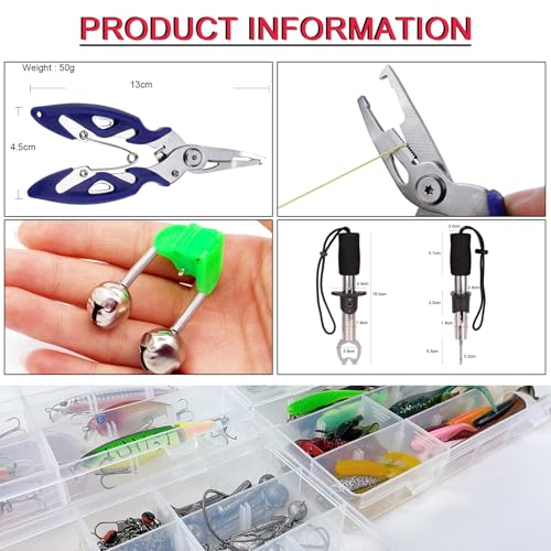 Fishing Lures Kit with Tackle Box Included Crankbait, Minnow, Spinnerbaits, Spoons, Soft Lures, Jigs, Hooks, Bait Rigs, Weights Sinkers, Topwater Lures Freshwater Saltwater 346/353Pcs - color: 353pcs