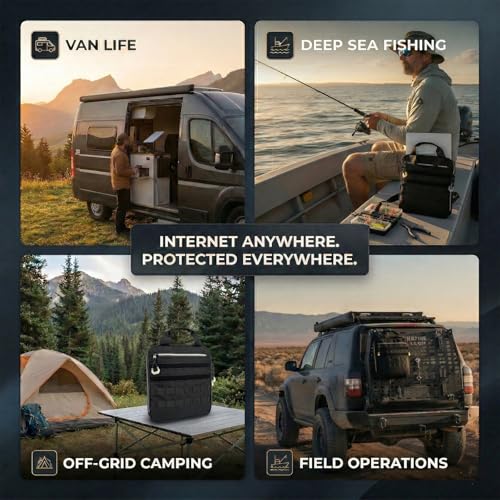 Carrying Bag Compatible with Starlink Mini, Waterproof Protective, Tactical Fishing Tackle Storage Bag, MOLLE System & Cable Port, for Fishing, Camping & Boating