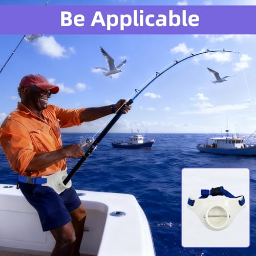 Fishing Rod Holder Belt with EVA Padded Includes Gloves Heavy Duty Plastic Material Waist Belt for Saltwater and Freshwater Fishing