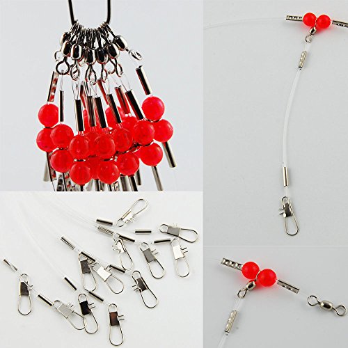 Fishing Leaders Saltwater Tackle Surf Fishing Rigs High Strength Fishing Wire Leader Line Rig with Swivels Snap for Lures Bait Hooks - color: White Nylon, style: 2 Arm, 12pcs