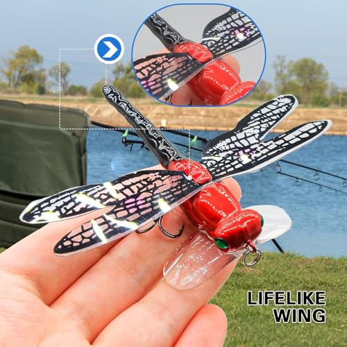 Topwater Fishing Lures Insect Fishing Lures Dragonfly Fishing Lures Dragonfly Lure Fishing Bait with Hooks for Outdoor Fishing Tools - color: Dragonfly 6pcs