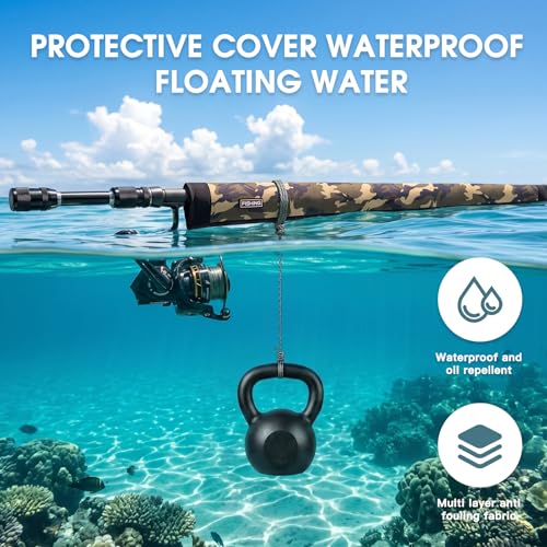 Premium Fishing Rod Sleeve – Floating, Puncture Resistant,Protective Sock for Casting, Spinning, Trolling Fishing Rods for Fishing Poles6'-8' - color: Camouflage, style: Spinning（3.54" opening）