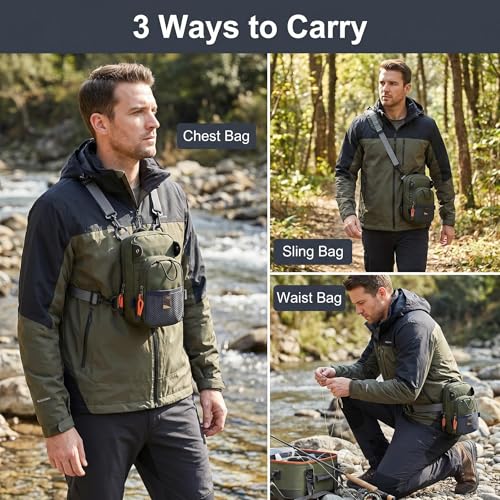 Kylebooker Fly Fishing Chest Pack Lightweight Fishing Tackle Storage Pouch Waist Bag