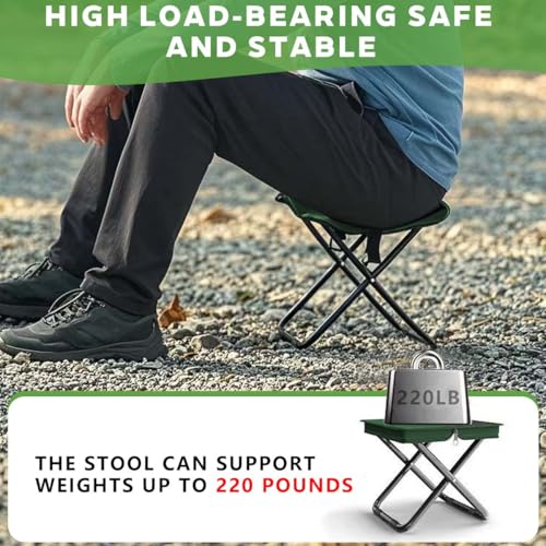 2-in-1 Collapsible Camping Stool & Sling Bag / 220LB Load Capacity Folding Portable Fishing Stool/Collapsible Stool for Camping, Hiking, Fishing, Gardening & Beach Outdoor Activities - color: Green, size: Large