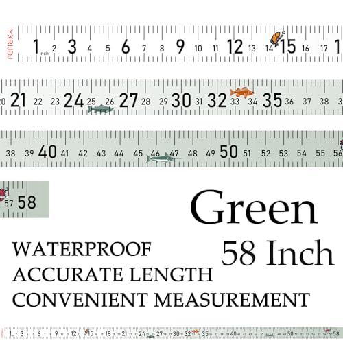 58 Inch Fish Measuring Tape Sticker for Boat 3Pcs Waterproof Self Adhesive Fishing Ruler for Boat Fishing Rod Kayak Accessories Cooler Workbench (58" Green Ruler)