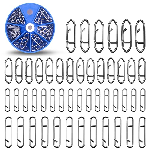 OROOTL Fishing Power Speed Clips Kit, 48/165pcs High Strength Stainless Steel Fishing Snap Lure Clip Quick Change Fishing Snaps Clips Set for Freshwater Saltwater Connector Tackle - style: Clip Kit - 48pcs