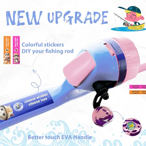 Kids Fishing Pole, Telescopic Fishing Rod, Toddler Collapsible Fishing Rod and Reel Combo with Tackle Box, Fishing Line, Bobber, and Soft Lures for Boy, Girl, Youth, Beginner, Over 4 Years Old - color: Lavender & Blossom Pink